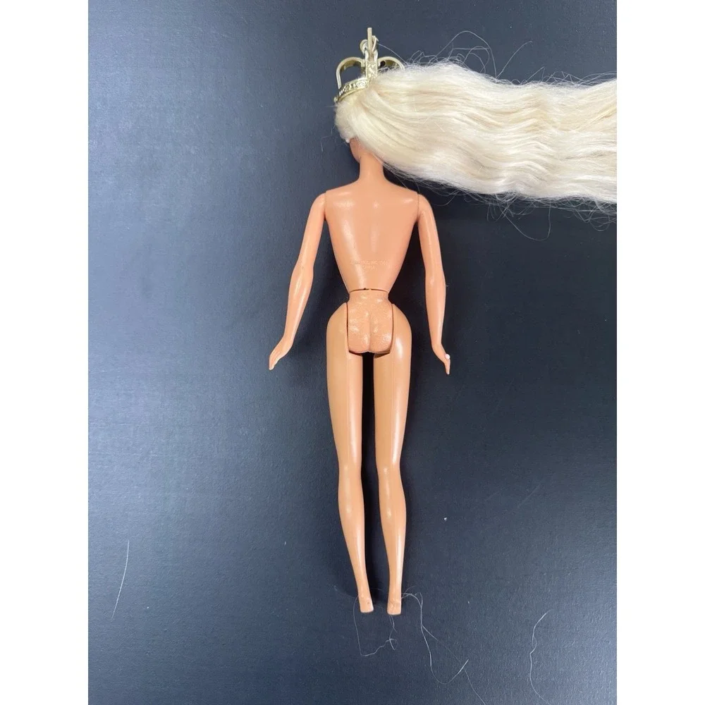 90s Barbie Rapunzel Long Blonde Hair Blue Eyes Crown Vintage Doll